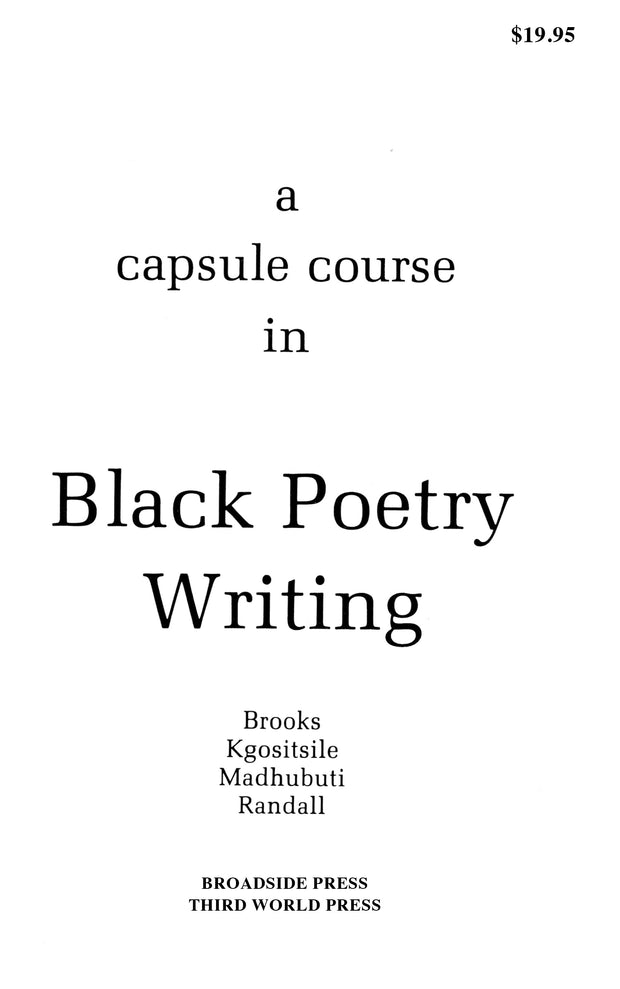 a capsule course in Black Poetry Writing